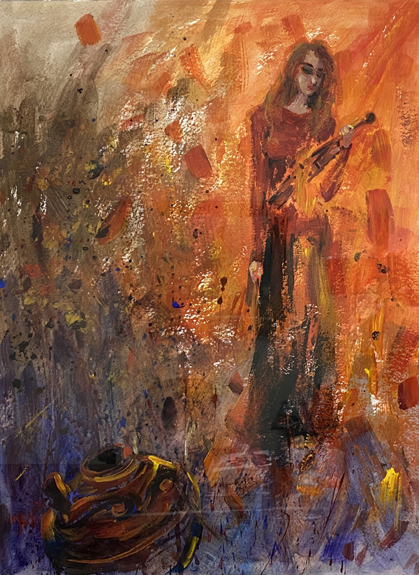 Painting of women and violin