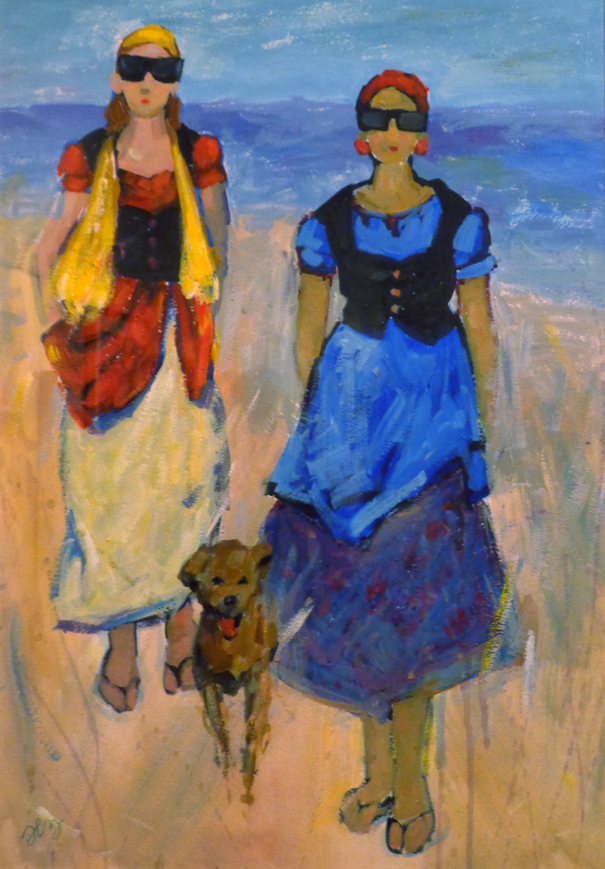 Painting of women and dog