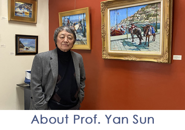 Artist Yan Sun in the gallery