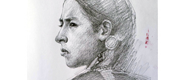 American Indian girl portrait drawing