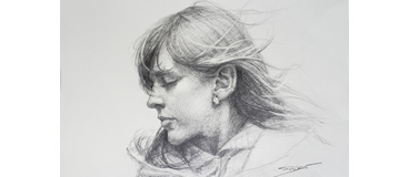 Drawing of a girl in meditation