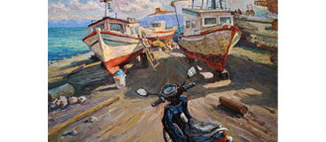 Yan Sun Greek Harbor Painting