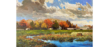 Autumn oil landscape painting