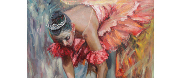 oil painting Ballerina in pink tutu